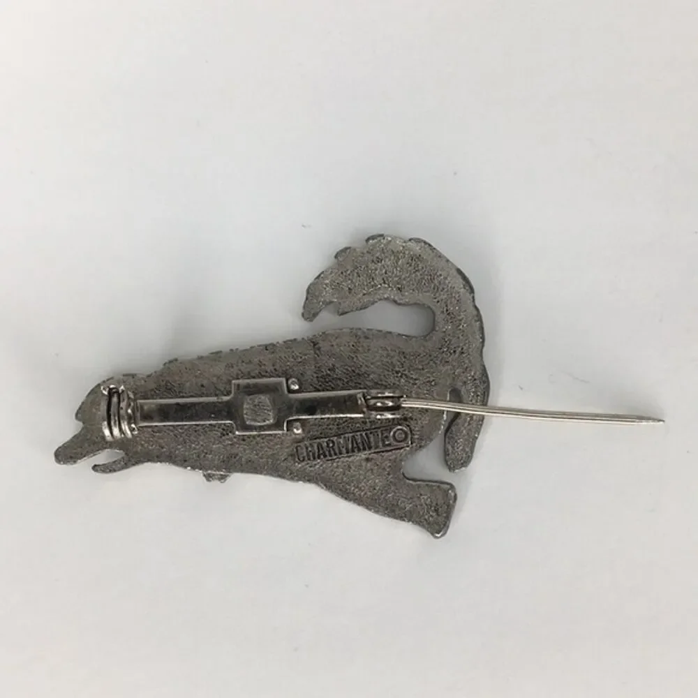 Vtg Wolf‎ Coyote Brooch Howling Rustic Southwest Cowgirl Western Chic